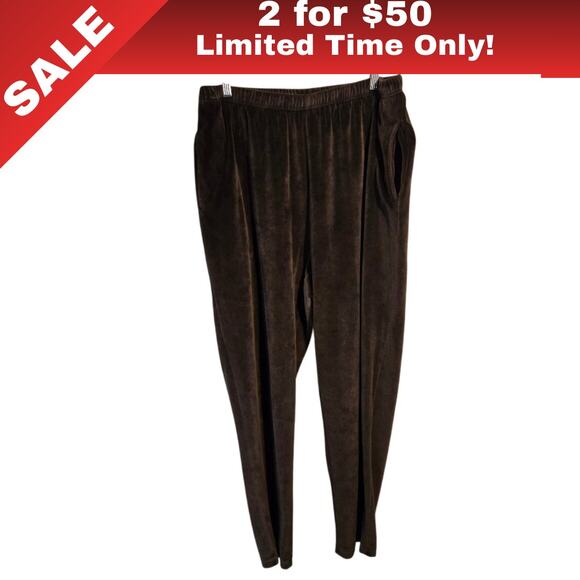 [Sale: 2 for $50!] Jones New York Sport Brown Velvet Pull On Pants 2X 0340 - Picture 1 of 10